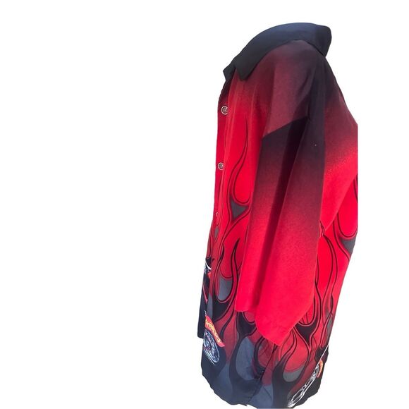 Dragonfly Roadhouse Men’s L Motorcycle Biker Bowler Button up Y2K Flames - Picture 4 of 8